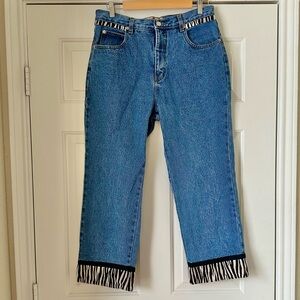 Vintage 90’s Y2K Don’t Mess With Texas Zebra Trim Jeans